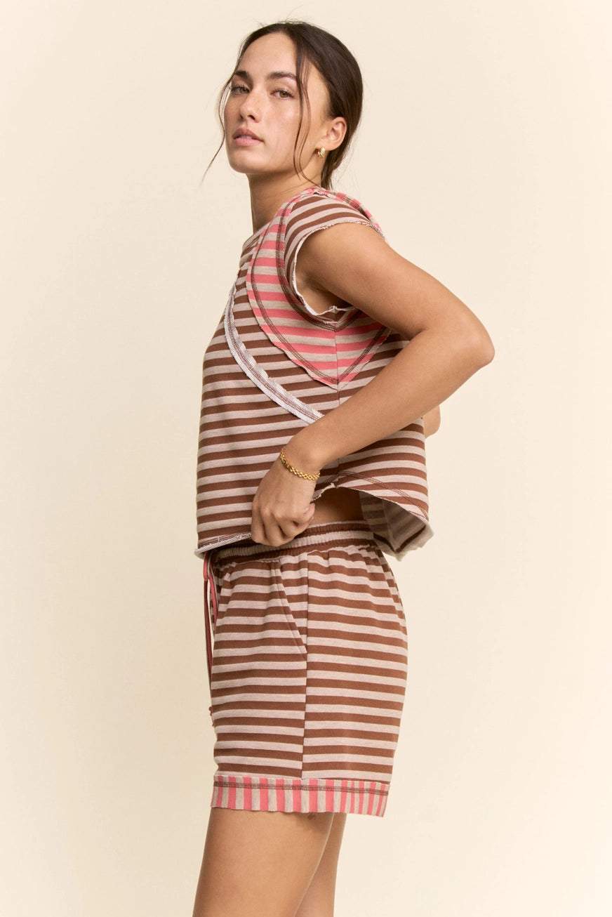 Multi Striped Short Set Curvy