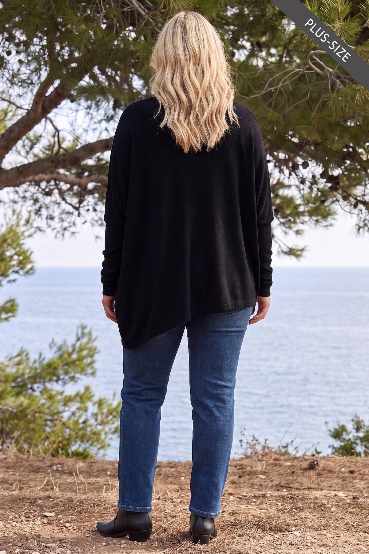 2-Way Cowl Neck or One-Shoulder Asymmetrical Top Curvy