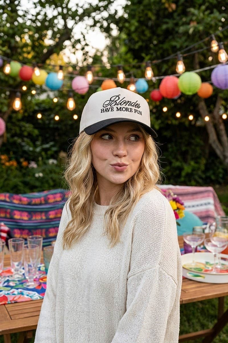 ‘Blondes Have More Fun’ Two Tone Canvas Cotton Cap