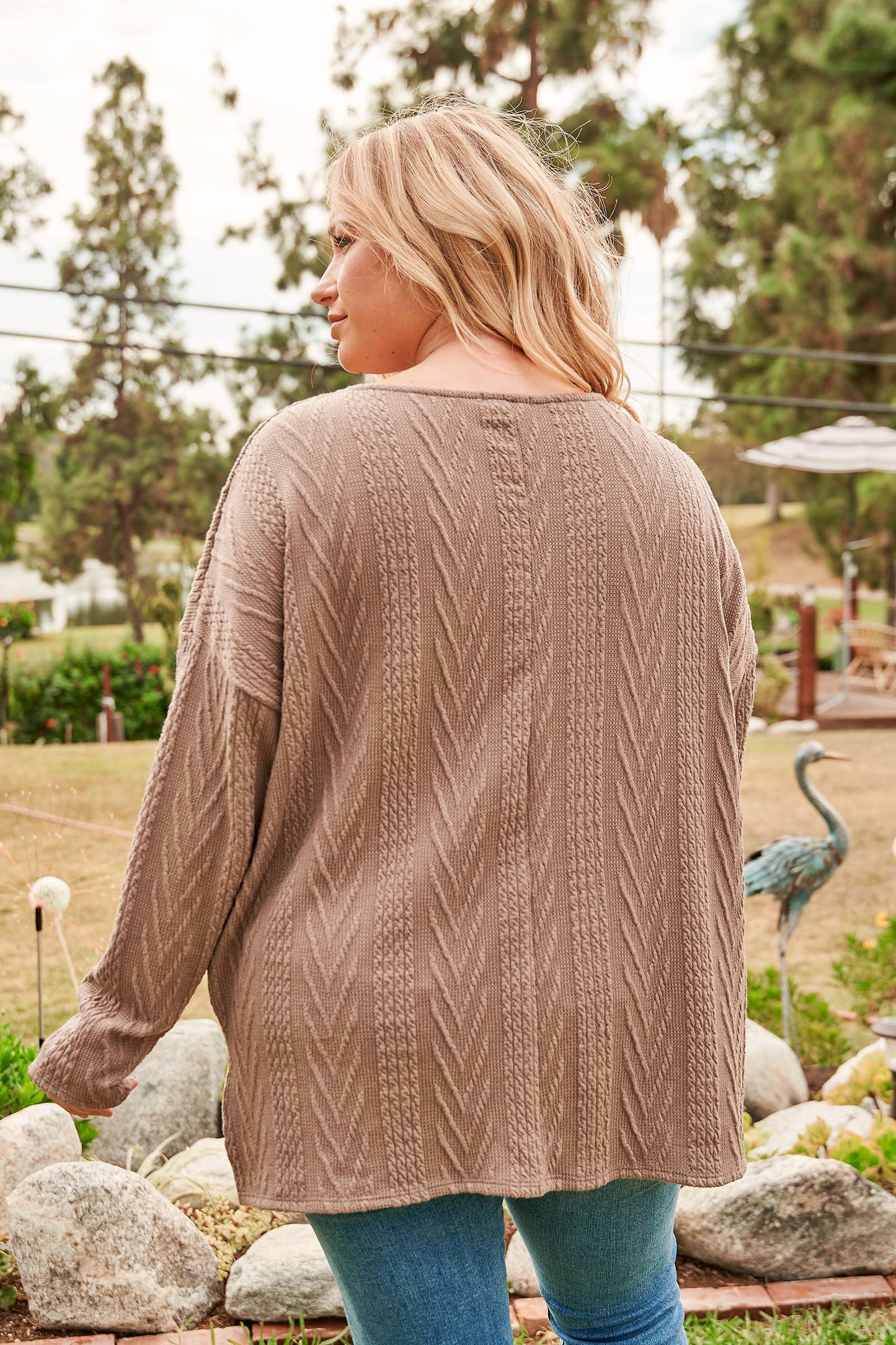 Plus Oversized fit cable knit top-PLT4996