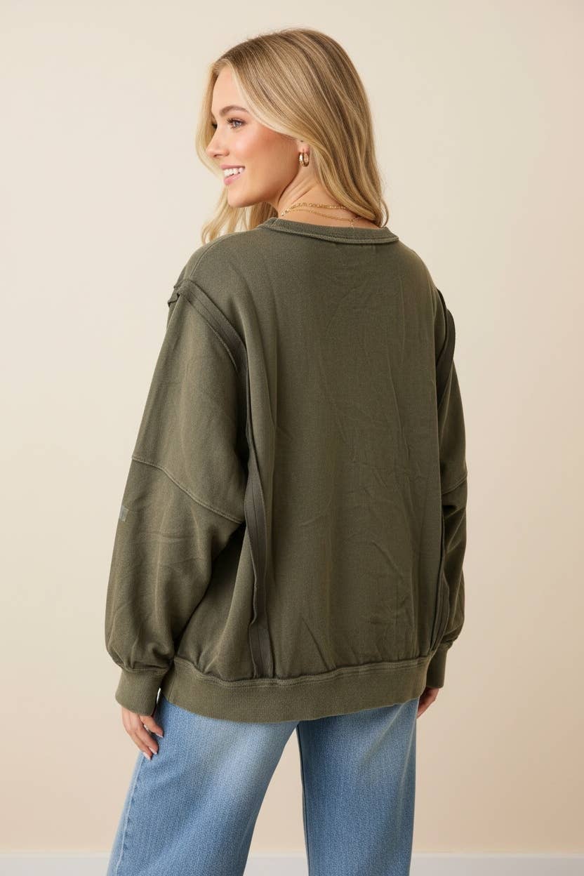 Leopard Flower Patch Oversized Sweatshirt Curvy