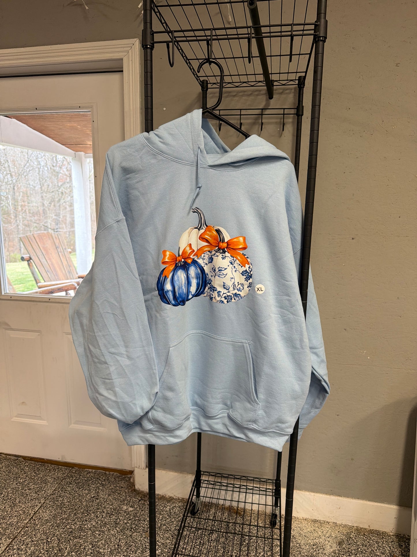 Hoodie- Blue and white Pumpkins