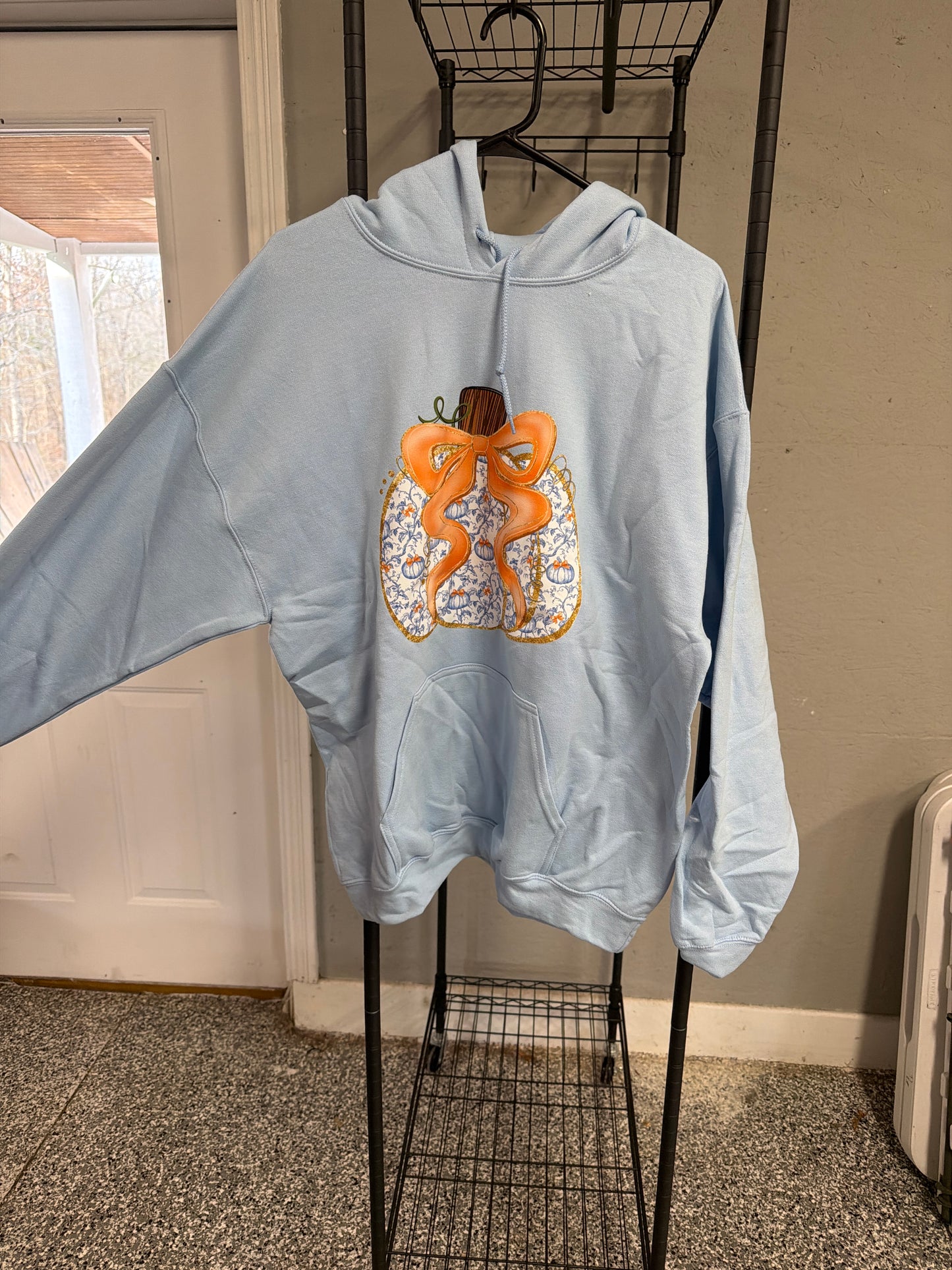 Hoodie- Blue Pumpkin with bow