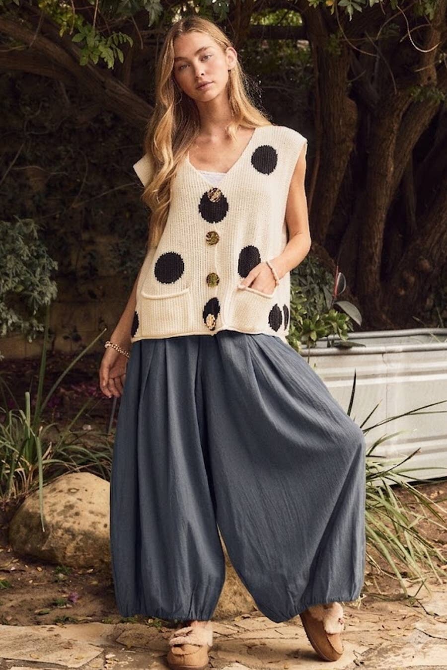 Washed Balloon Cotton Pants