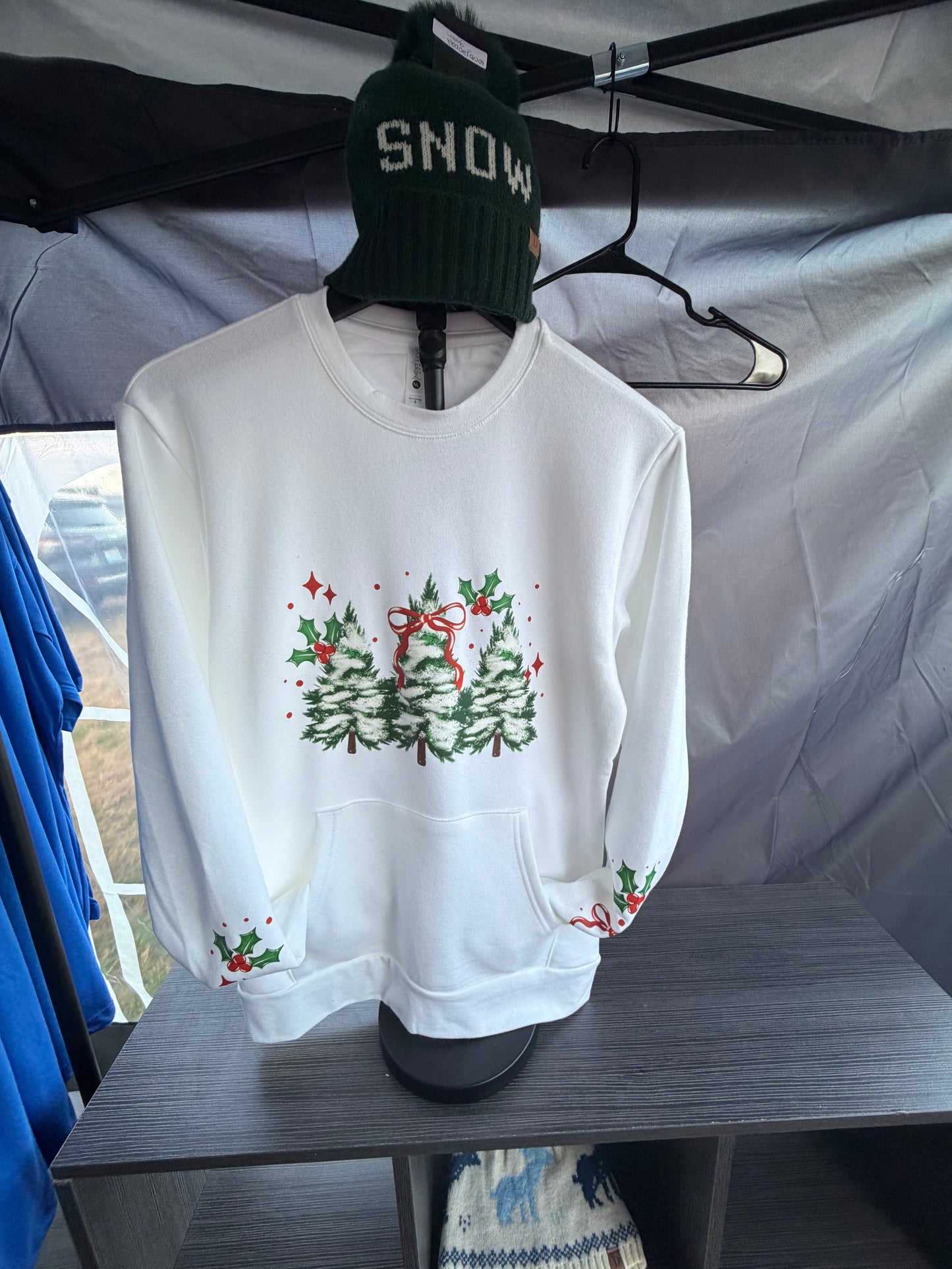 Crewneck - Winter Plaid Trees with Sleeves