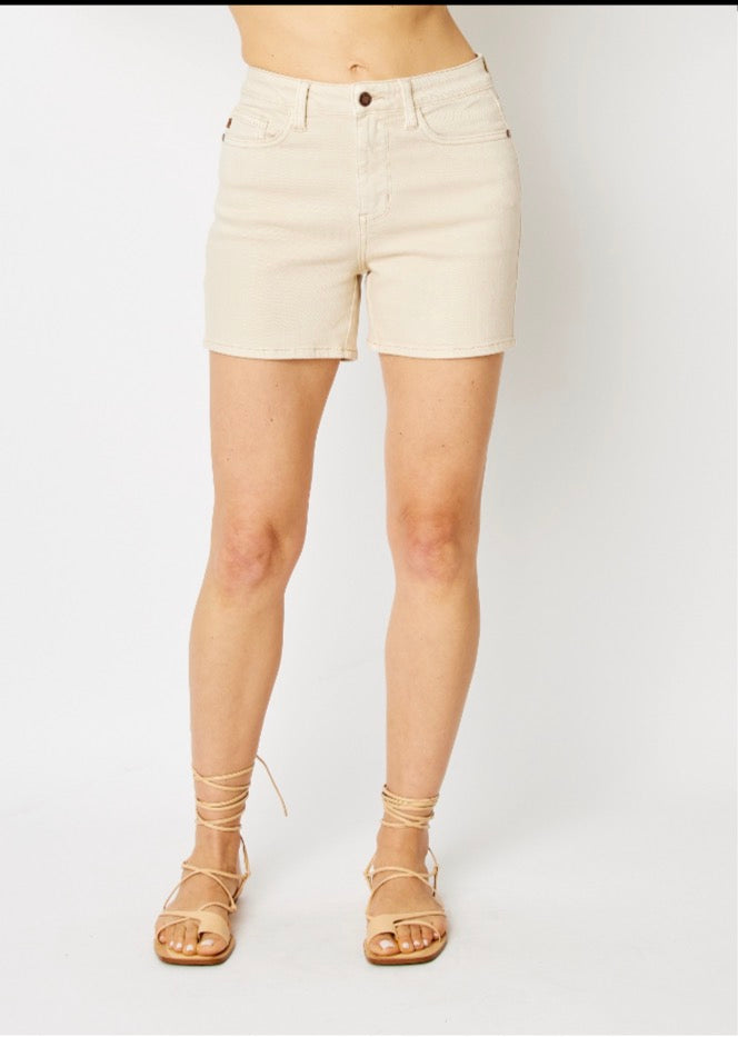 High Waist Cream Shorts