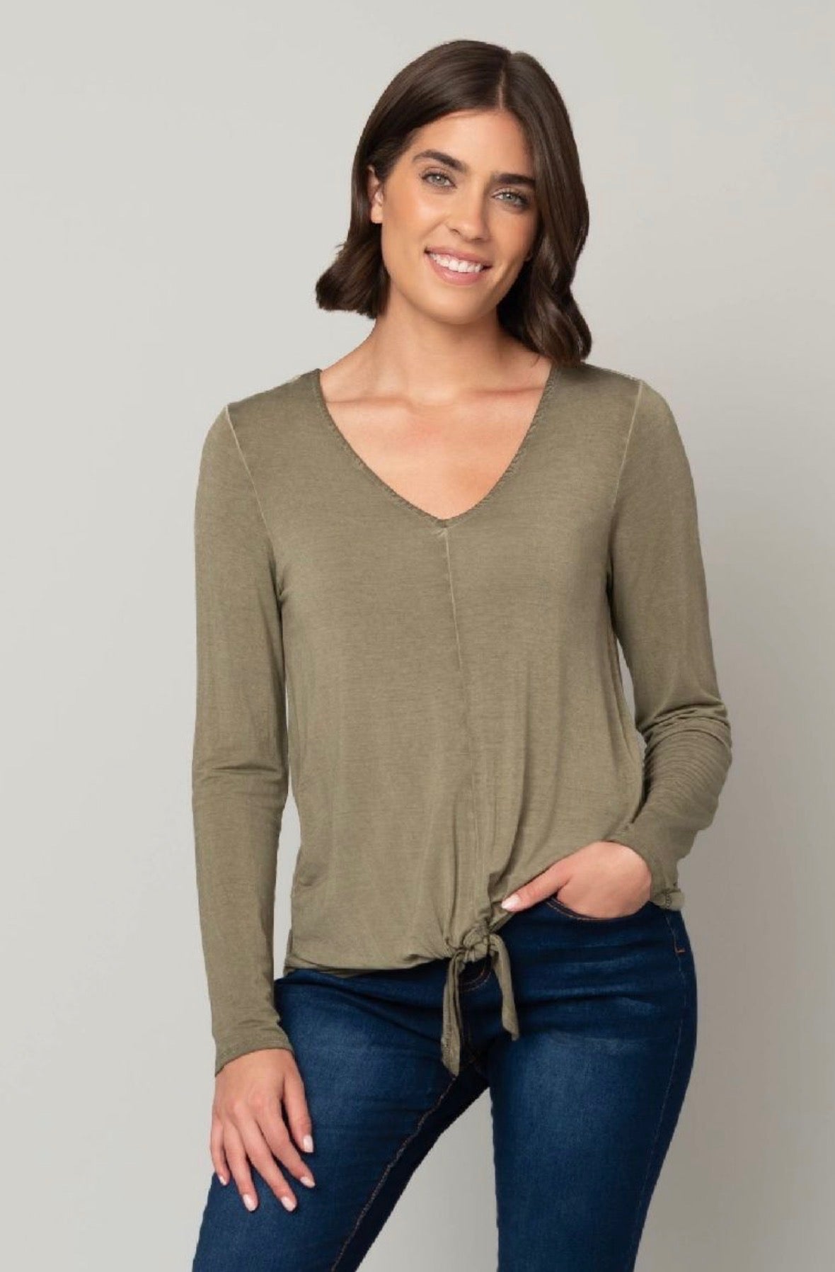 Mineral Wash Tie Front Top