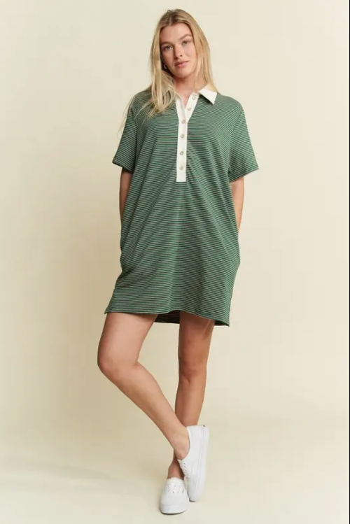 Pin Striped Button Down Dress