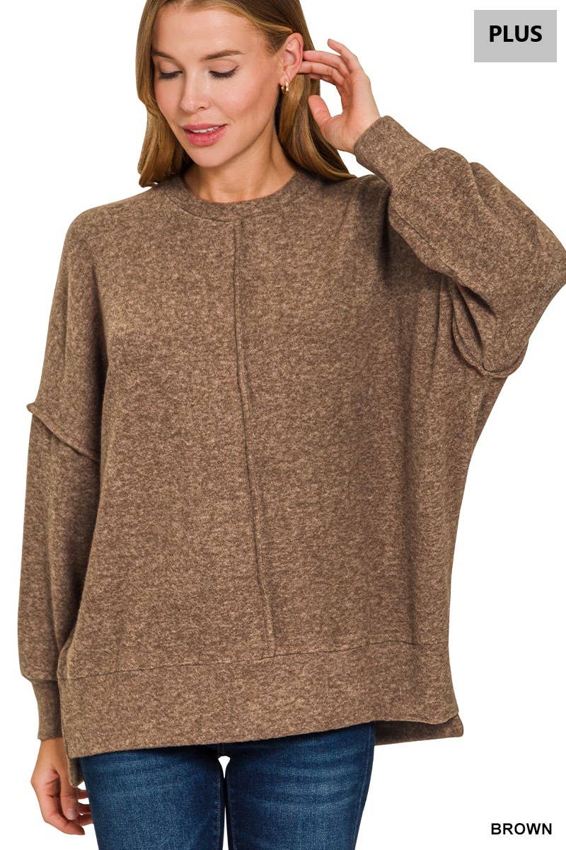 Brushed Melange Hacci Oversized Sweater Zenana Curvy