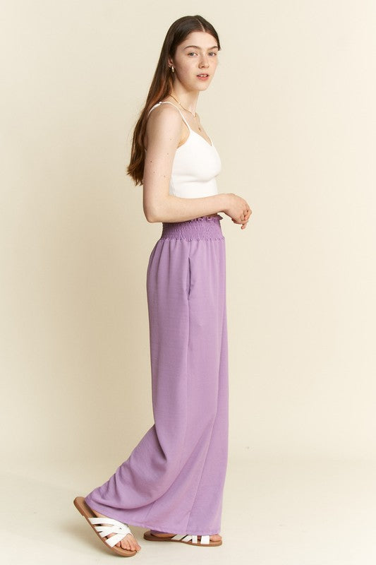 Solid Smocked Pants Curvy