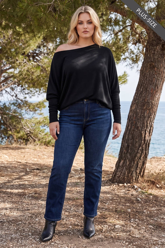 2-Way Cowl Neck or One-Shoulder Asymmetrical Top Curvy
