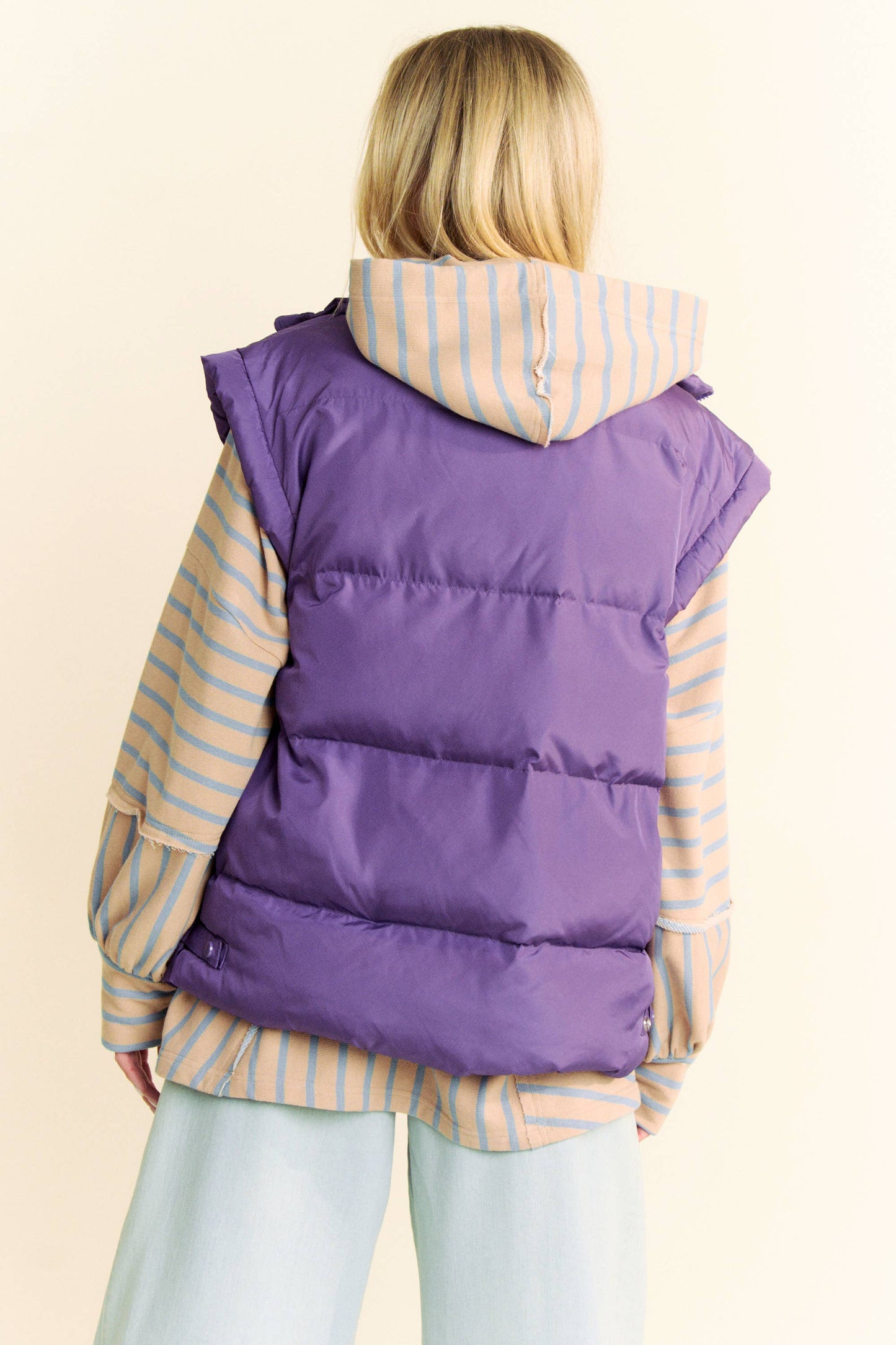 PLUS SOLID SLEEVELESS ZIPPER PUFFER JACKET VEST