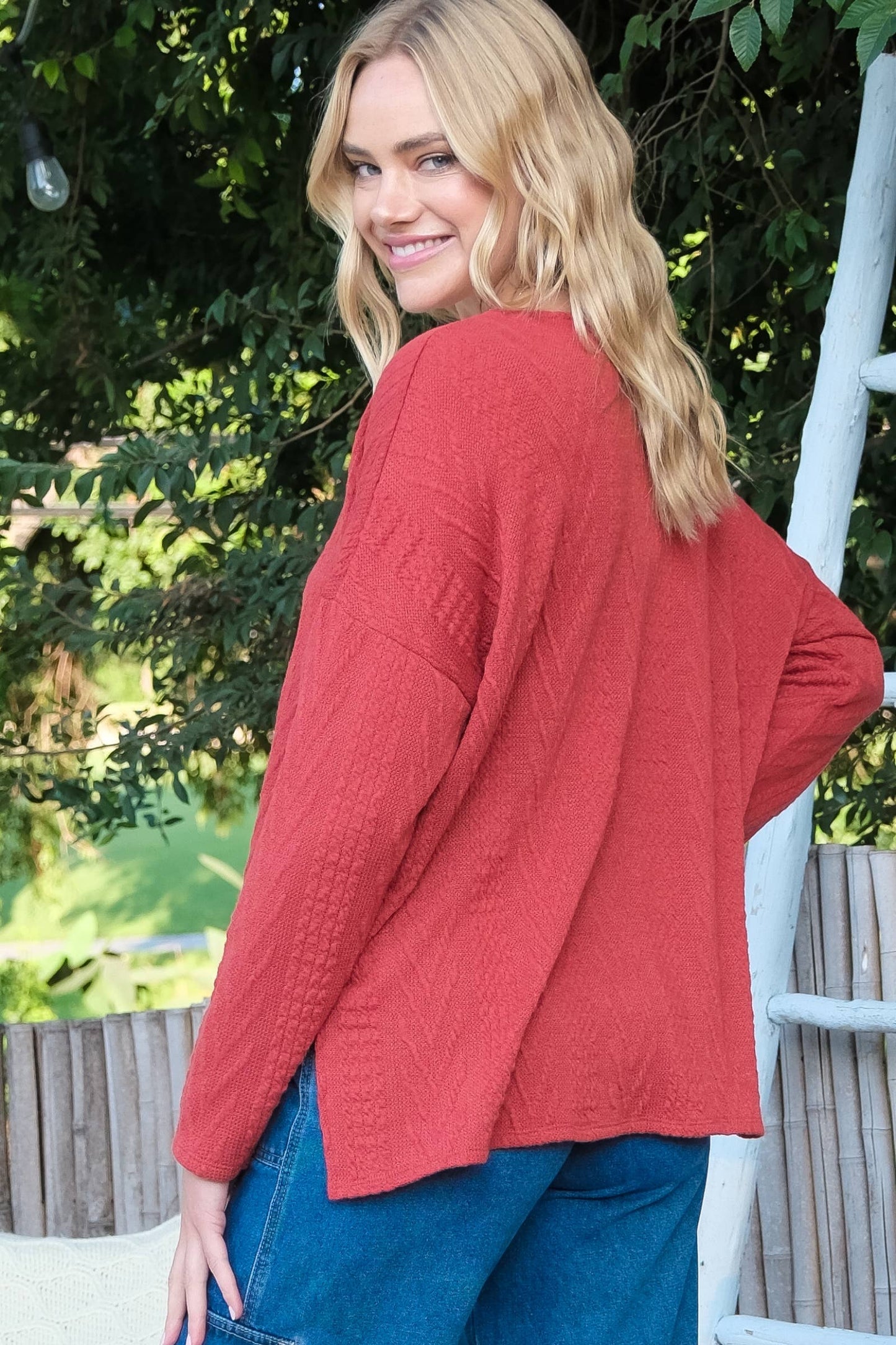 Oversized fit cable knit top-LT4996