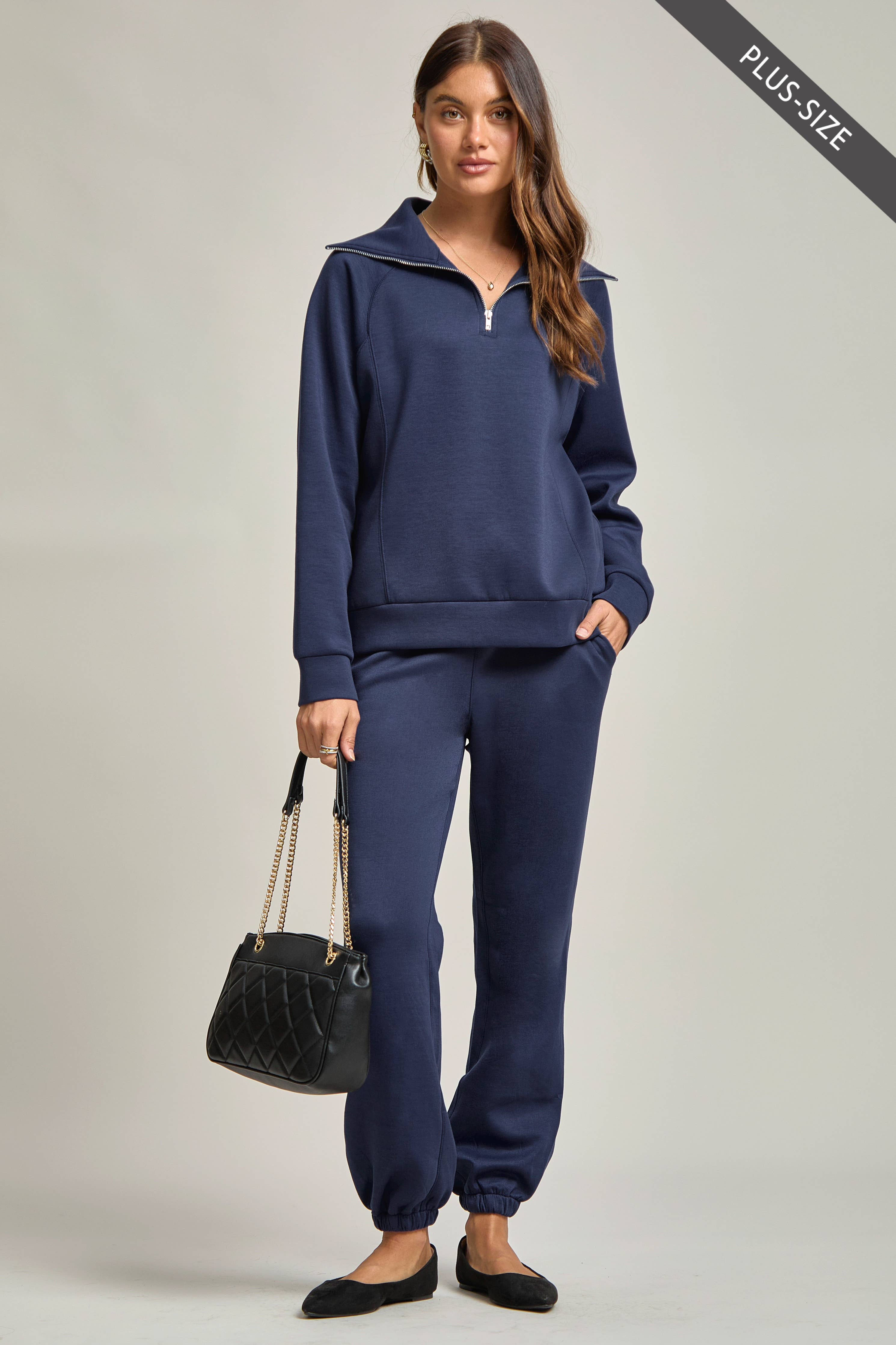 PLUS SIZE Quarter Zip Pullover + Jogger Modal Travel Set