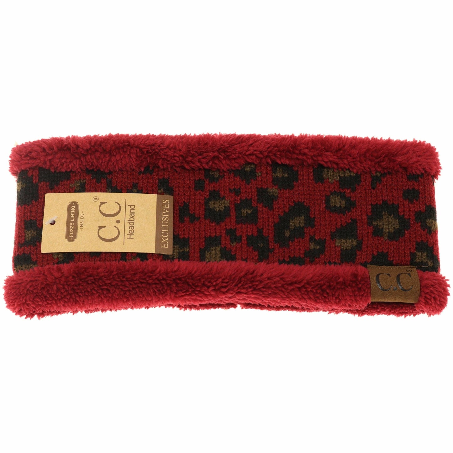 Leopard Print CC Fashion Headband with Fuzzy Lining