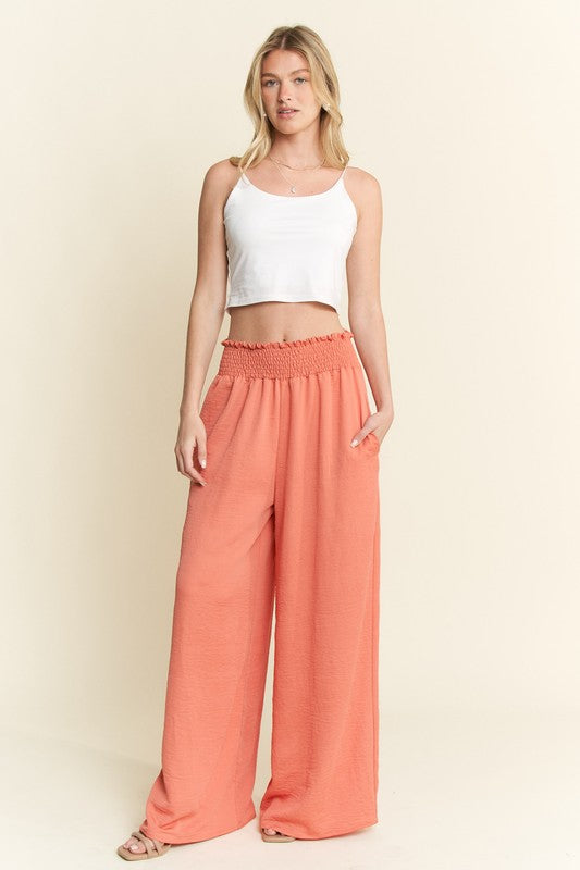 Solid Smocked Pants Curvy