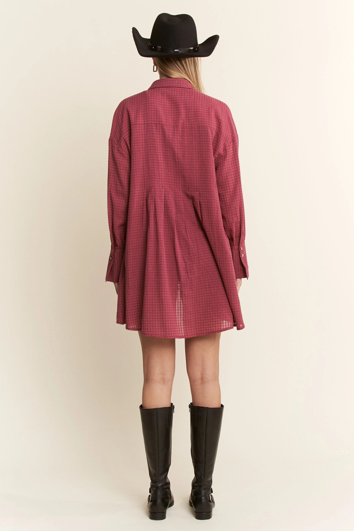 Gingham Oversized Button Down Top- Curvy