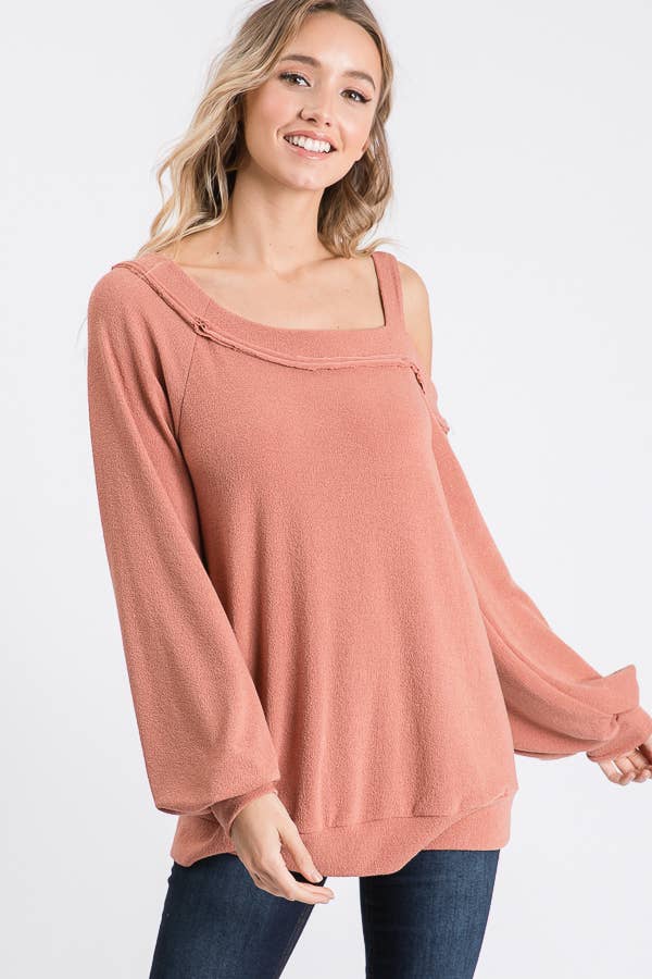 Uneven Hacci asymmetrical knit top-LT8256