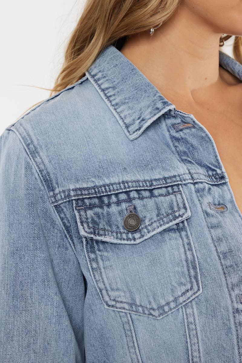 OPEN PACK CLASSIC FIT PEPLUM DENIM JACKET-KC7369L