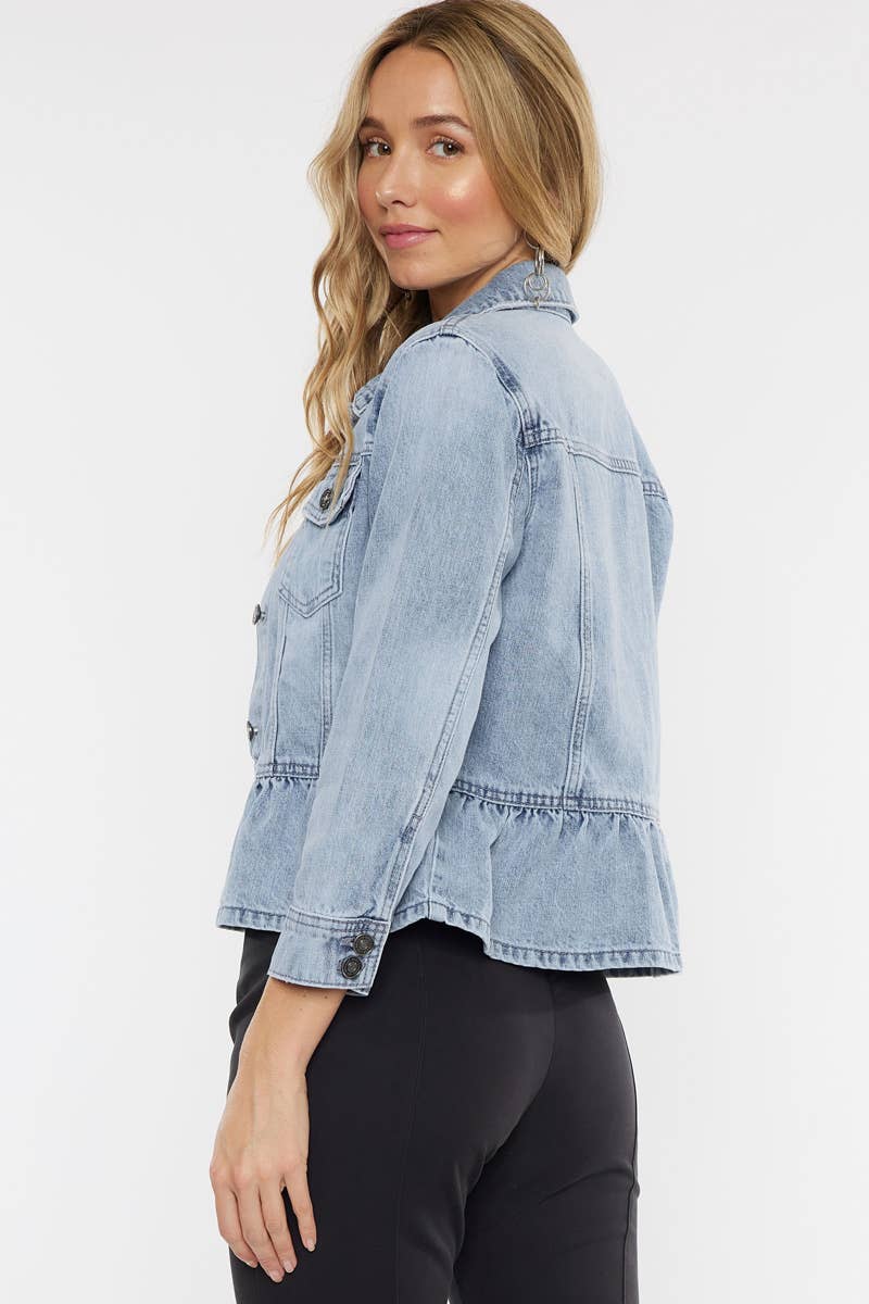 OPEN PACK CLASSIC FIT PEPLUM DENIM JACKET-KC7369L