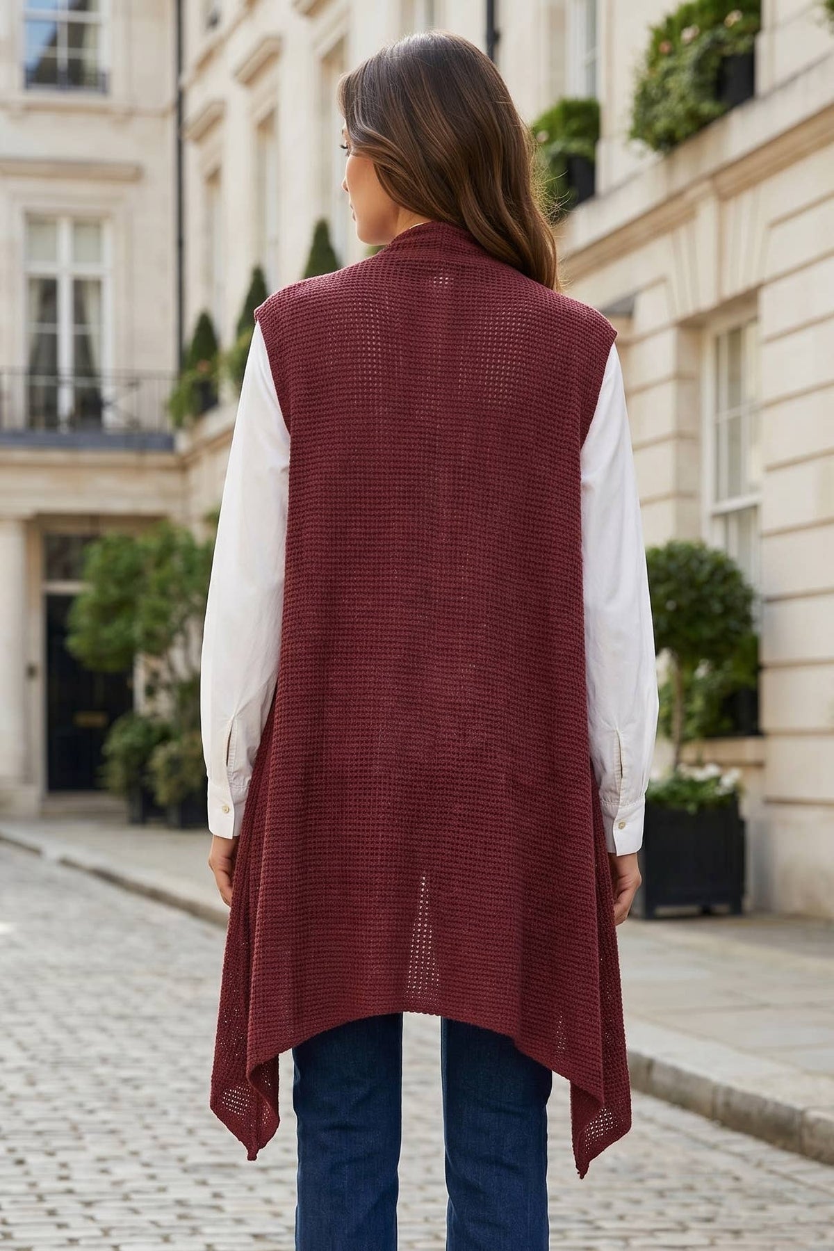 Sleeveless Crochet Midi Vest Cardigan