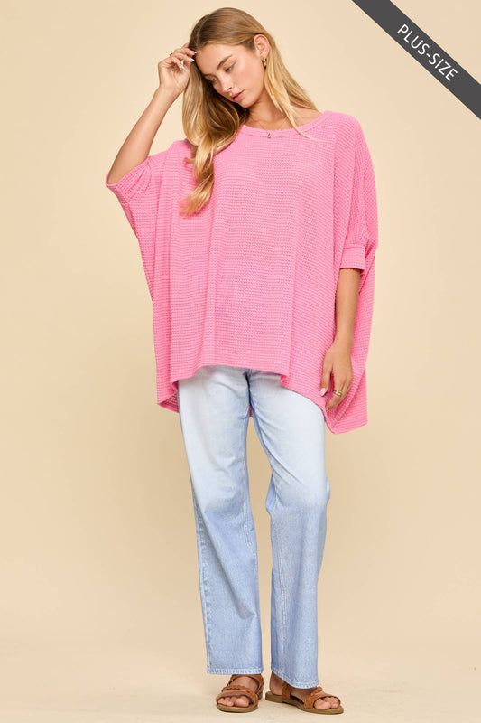 Curvy Oversized Crochet Knit Poncho Top