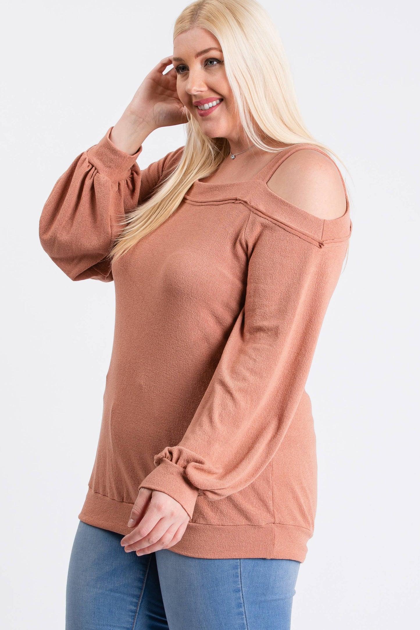 Plus uneven Hacci asymmetrical knit top-PLT8256
