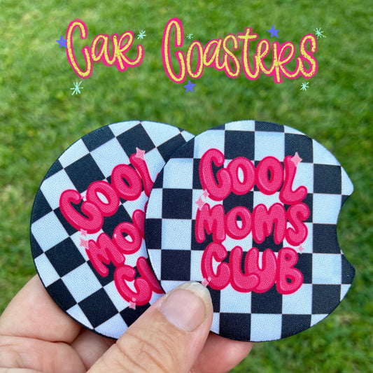 Cool moms club checkered Mother’s Day car coasters