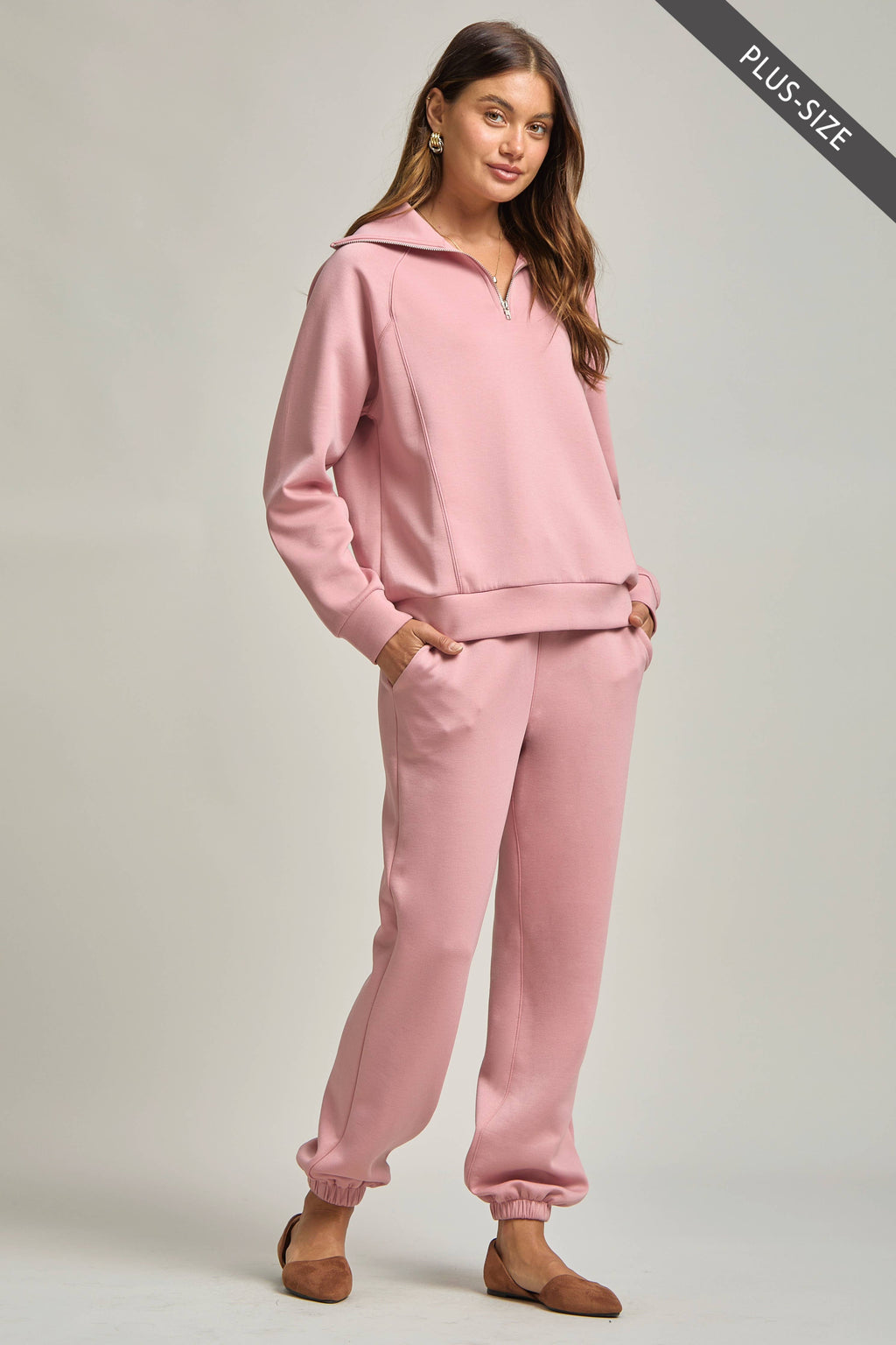 PLUS SIZE Quarter Zip Pullover + Jogger Modal Travel Set