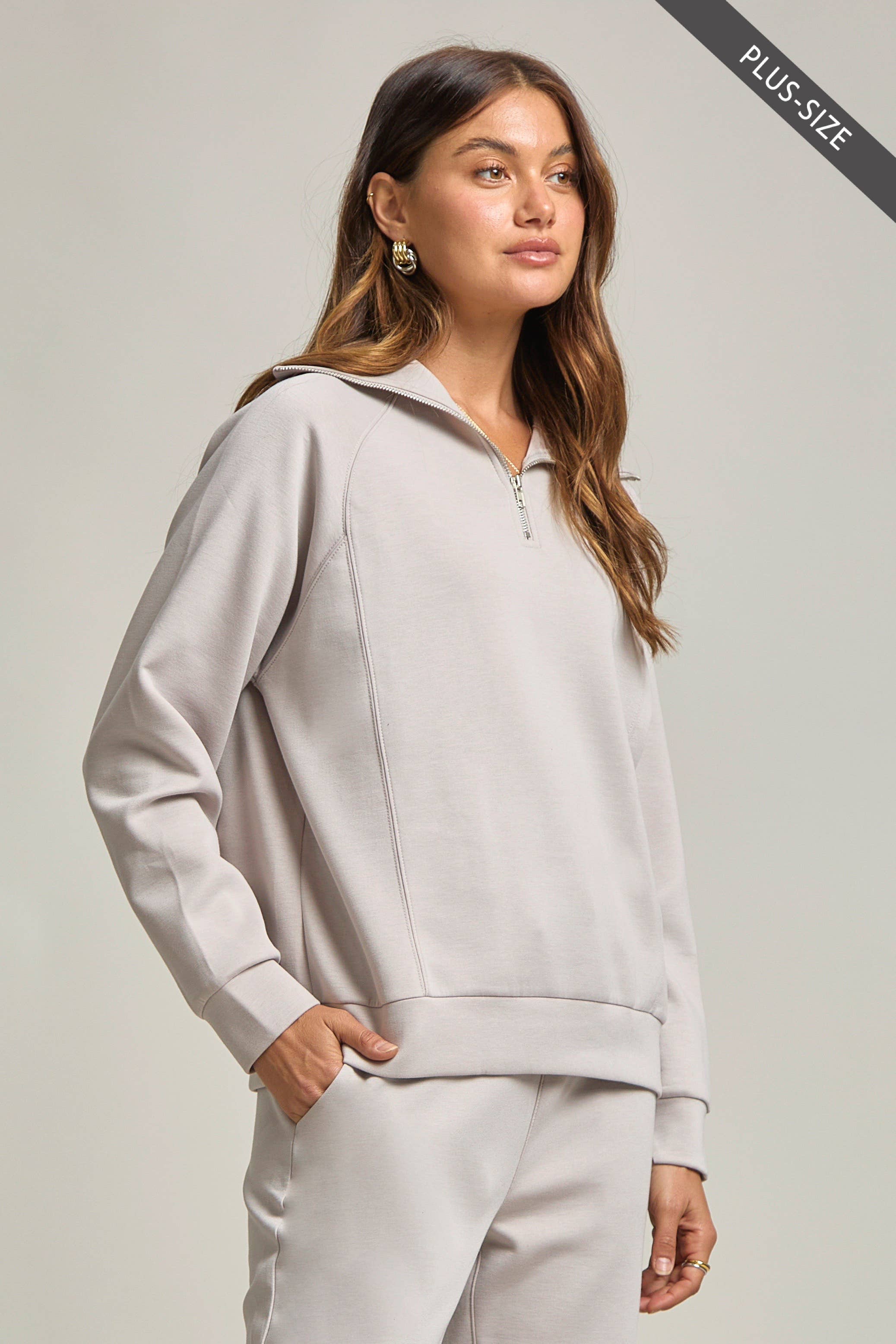 PLUS SIZE Quarter Zip Pullover + Jogger Modal Travel Set