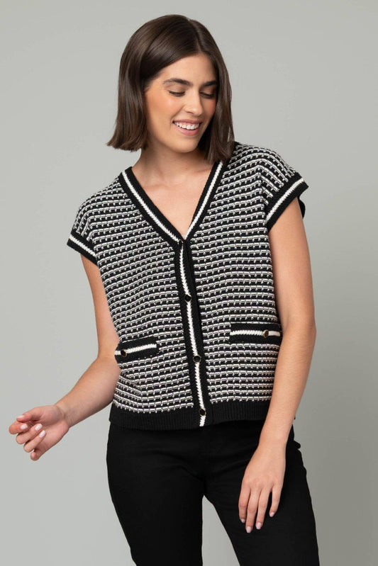 Striped Jacquard V-Neck Sweater Vest