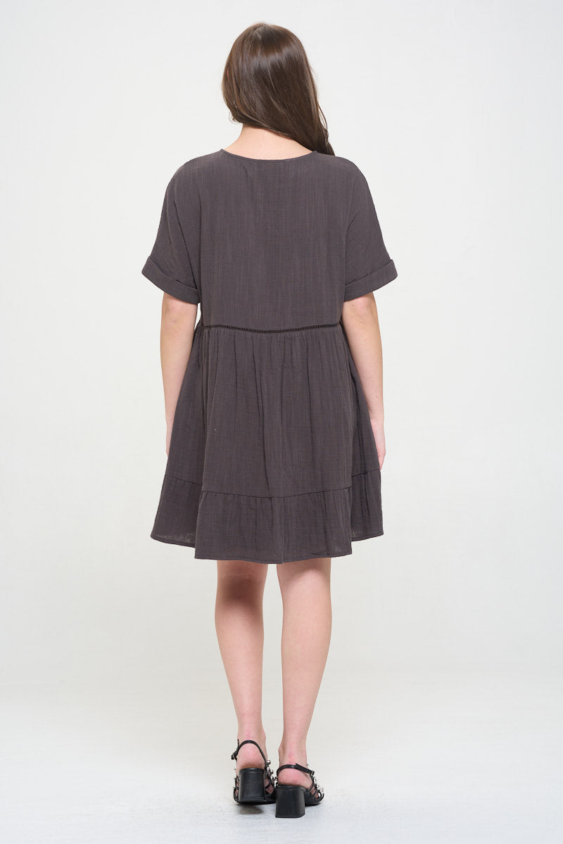 Short Sleeve Button Down Dress Curvy