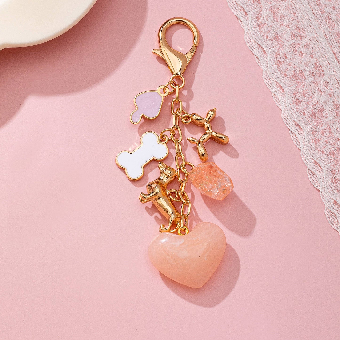 Heart and Dog Inspired Bag Charm