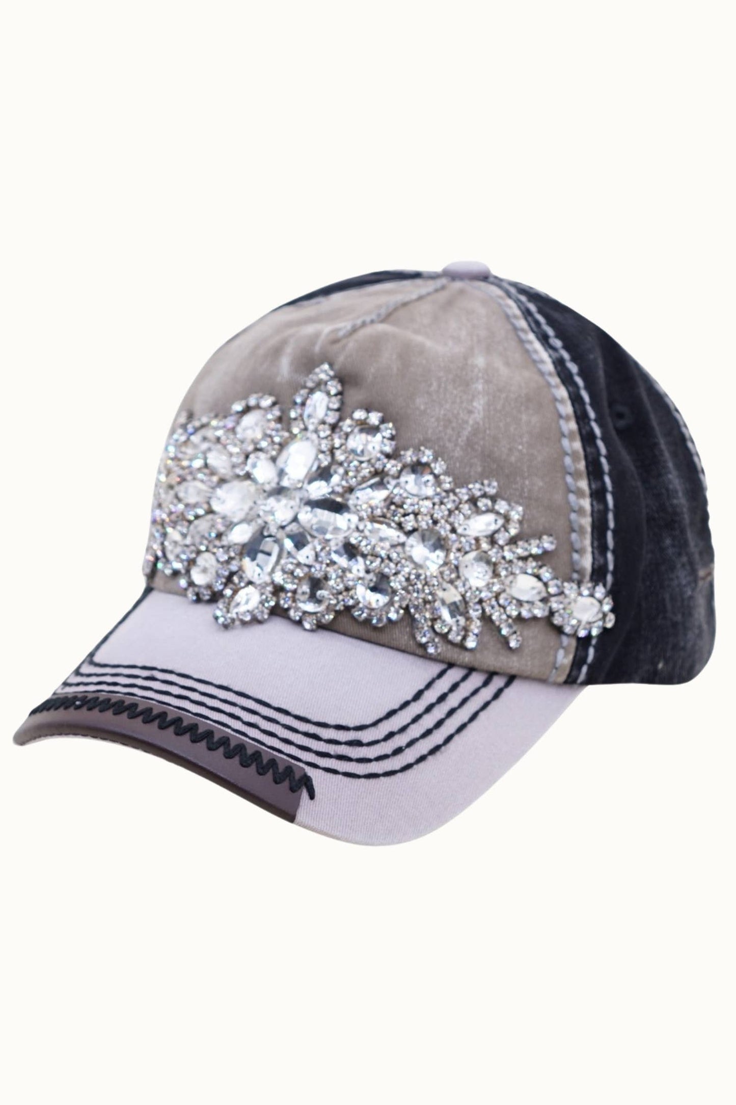 Abstract Bejeweled Bling Glitz Two-Toned Cap, Adjustable