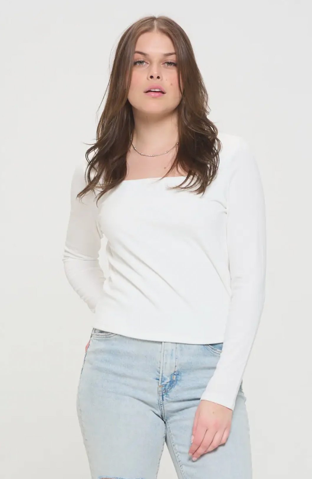 Long Sleeved Ribbed Knit Basic- Curvy