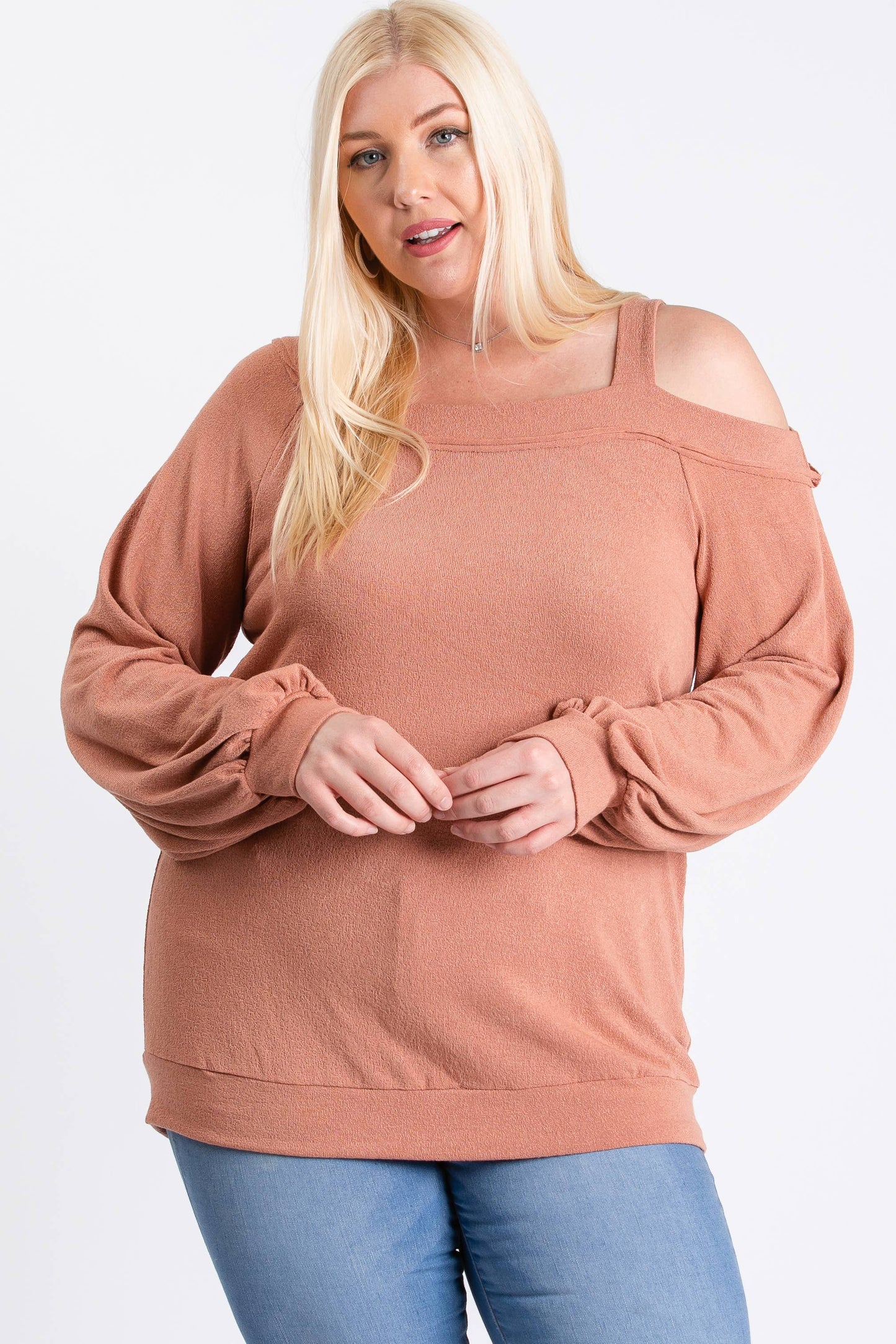 Plus uneven Hacci asymmetrical knit top-PLT8256