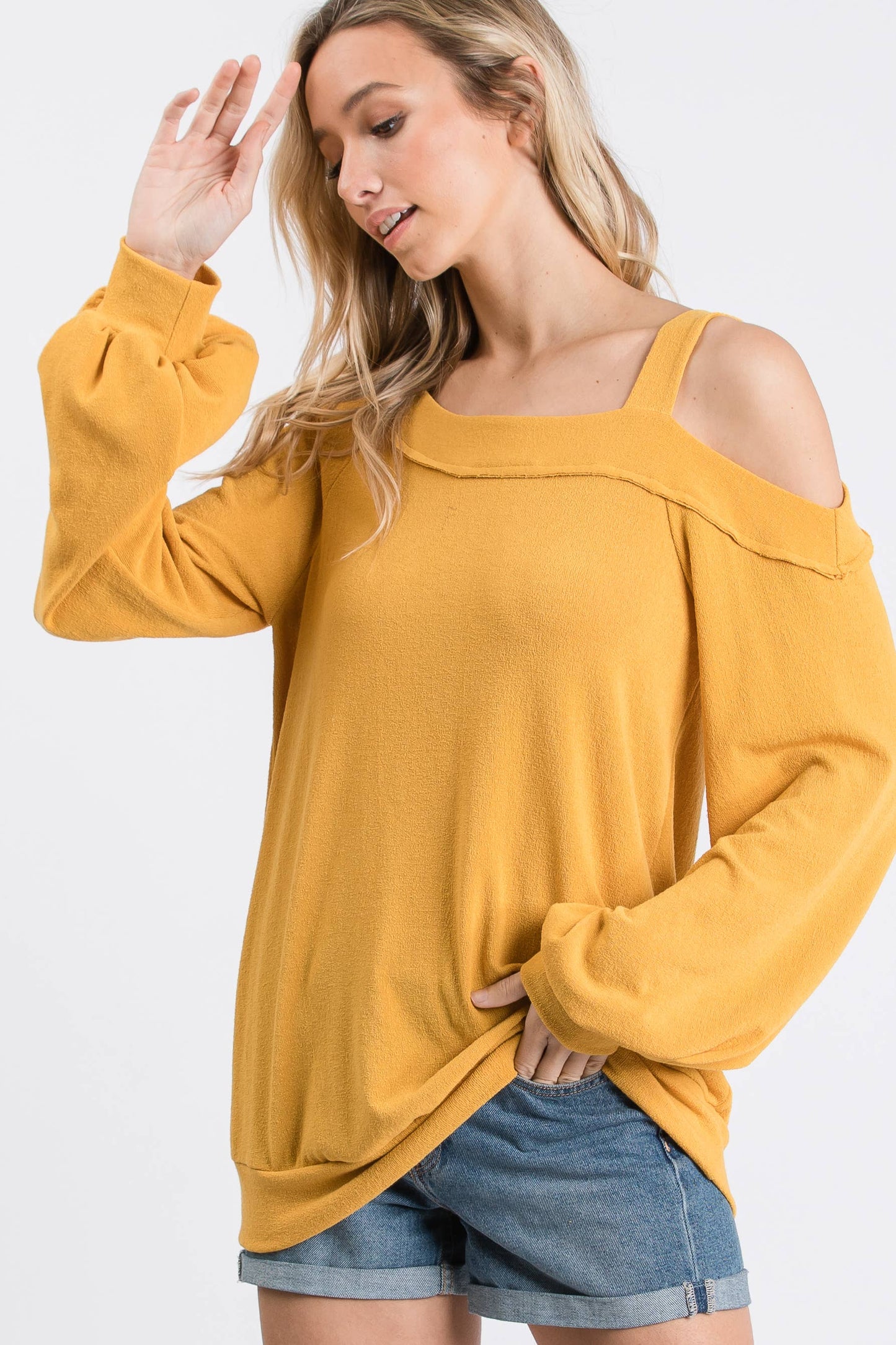 Uneven Hacci asymmetrical knit top-LT8256