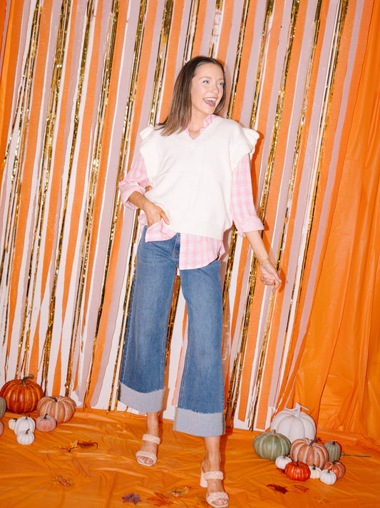 Ruffle Sleeve Sweater Vest