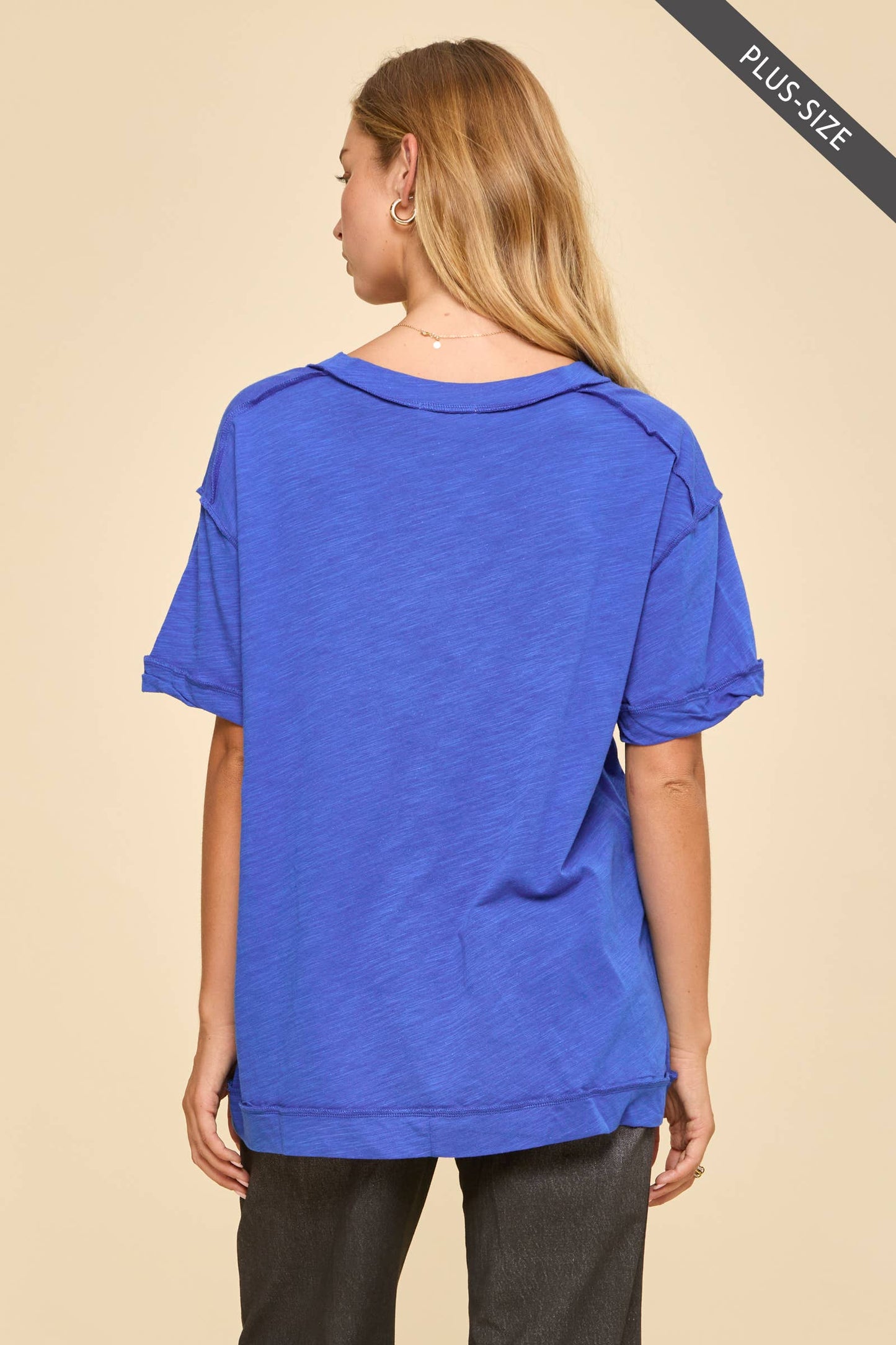 Curvy V-Neck Cotton Knit Top