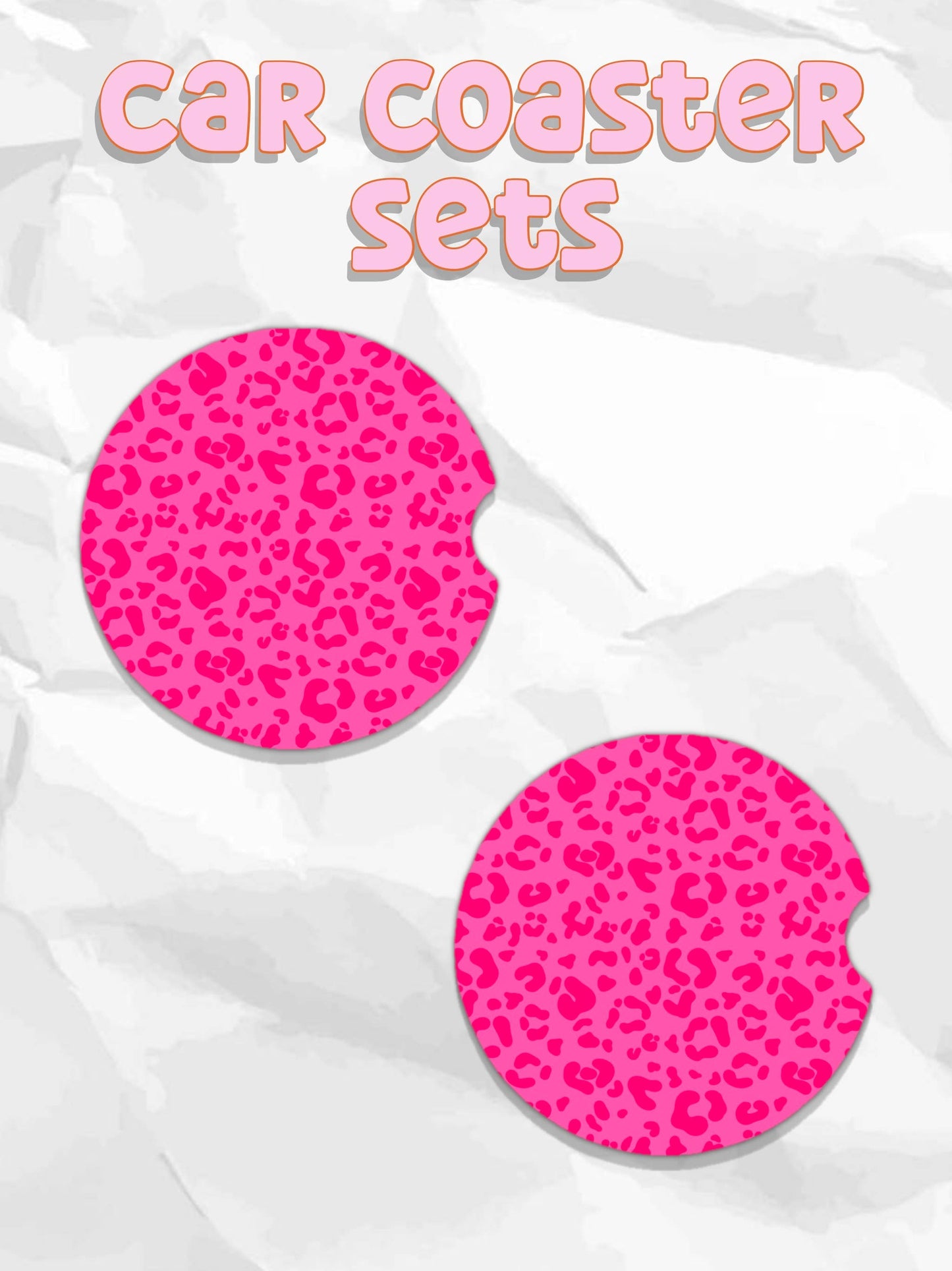 Leopard hot pink car coasters  