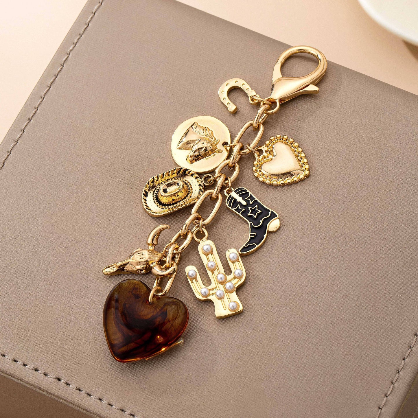 Western Heart Cross Bag Charm