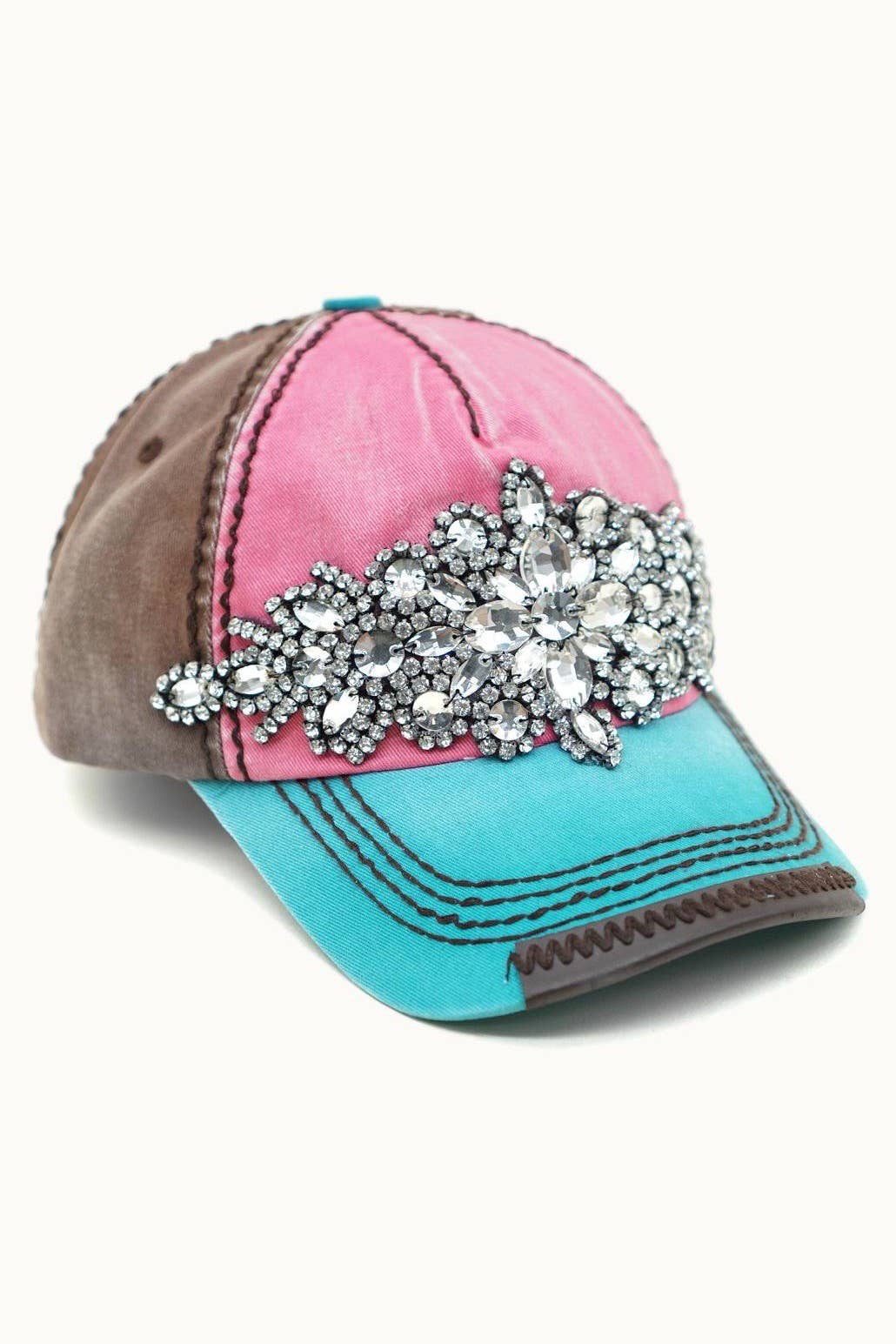 Abstract Bejeweled Bling Glitz Two-Toned Cap, Adjustable