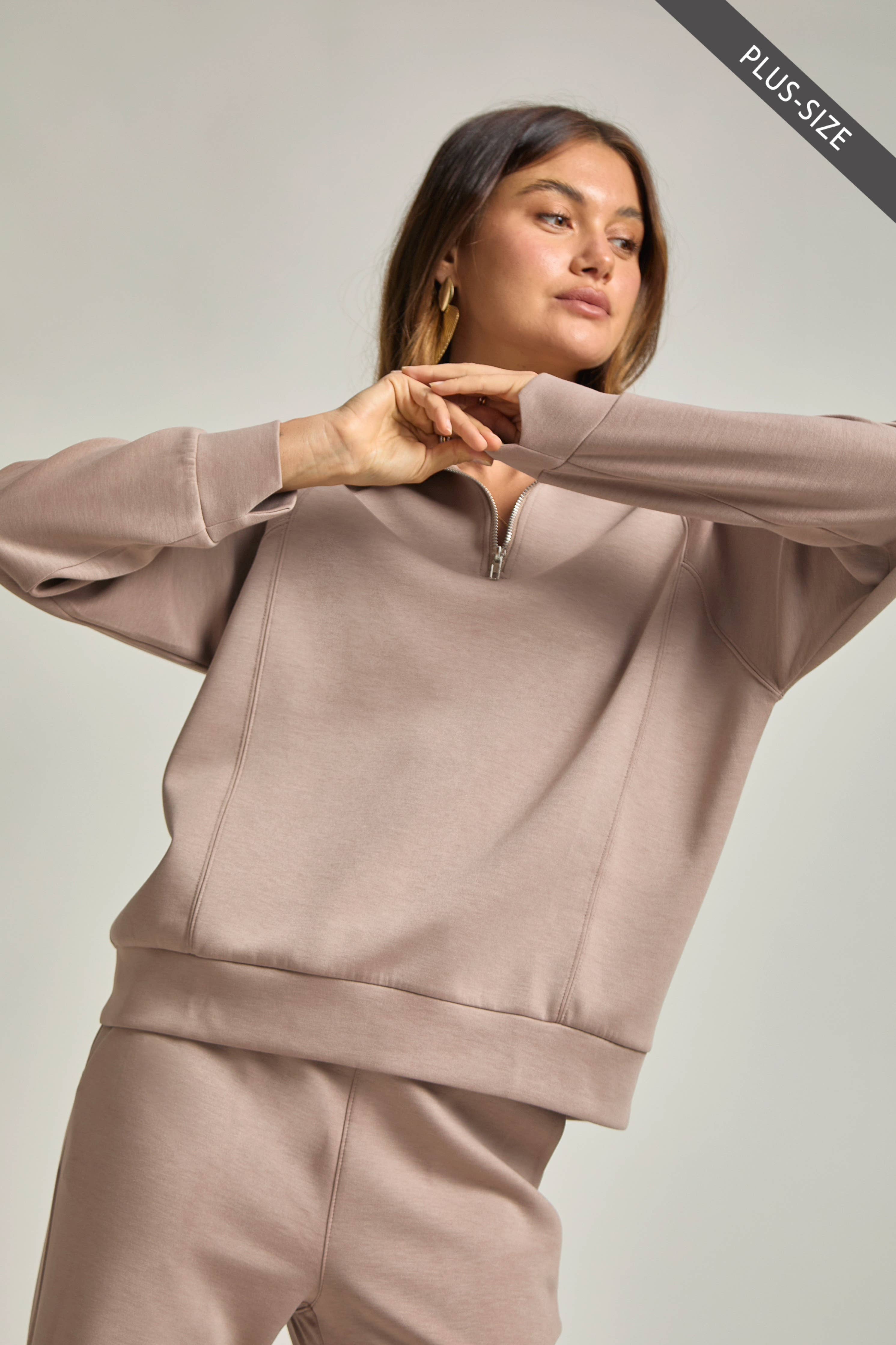 PLUS SIZE Quarter Zip Pullover + Jogger Modal Travel Set