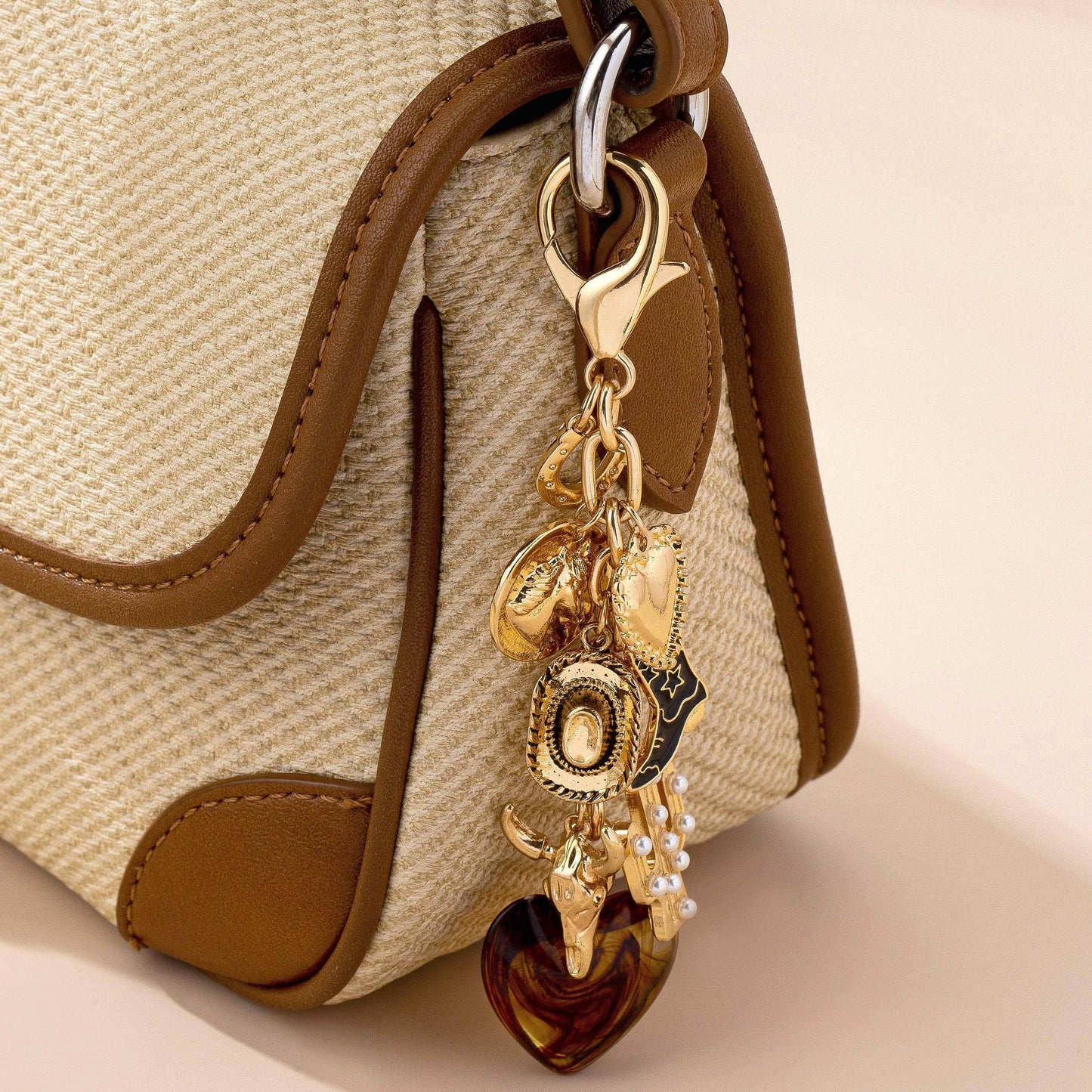 Western Heart Cross Bag Charm
