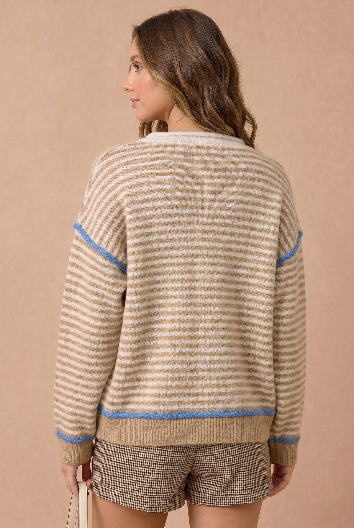 Loose Fit Stripe Contrast Sweater Top