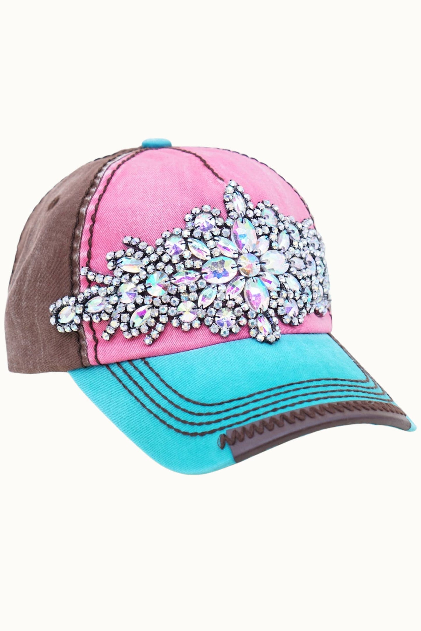 Abstract Bejeweled Bling Glitz Two-Toned Cap, Adjustable