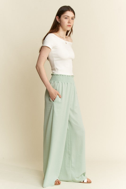 Solid Smocked Pants Curvy