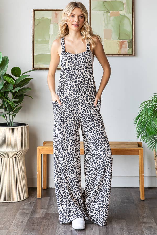 Animal Print Overall Jumpsuit J5891
