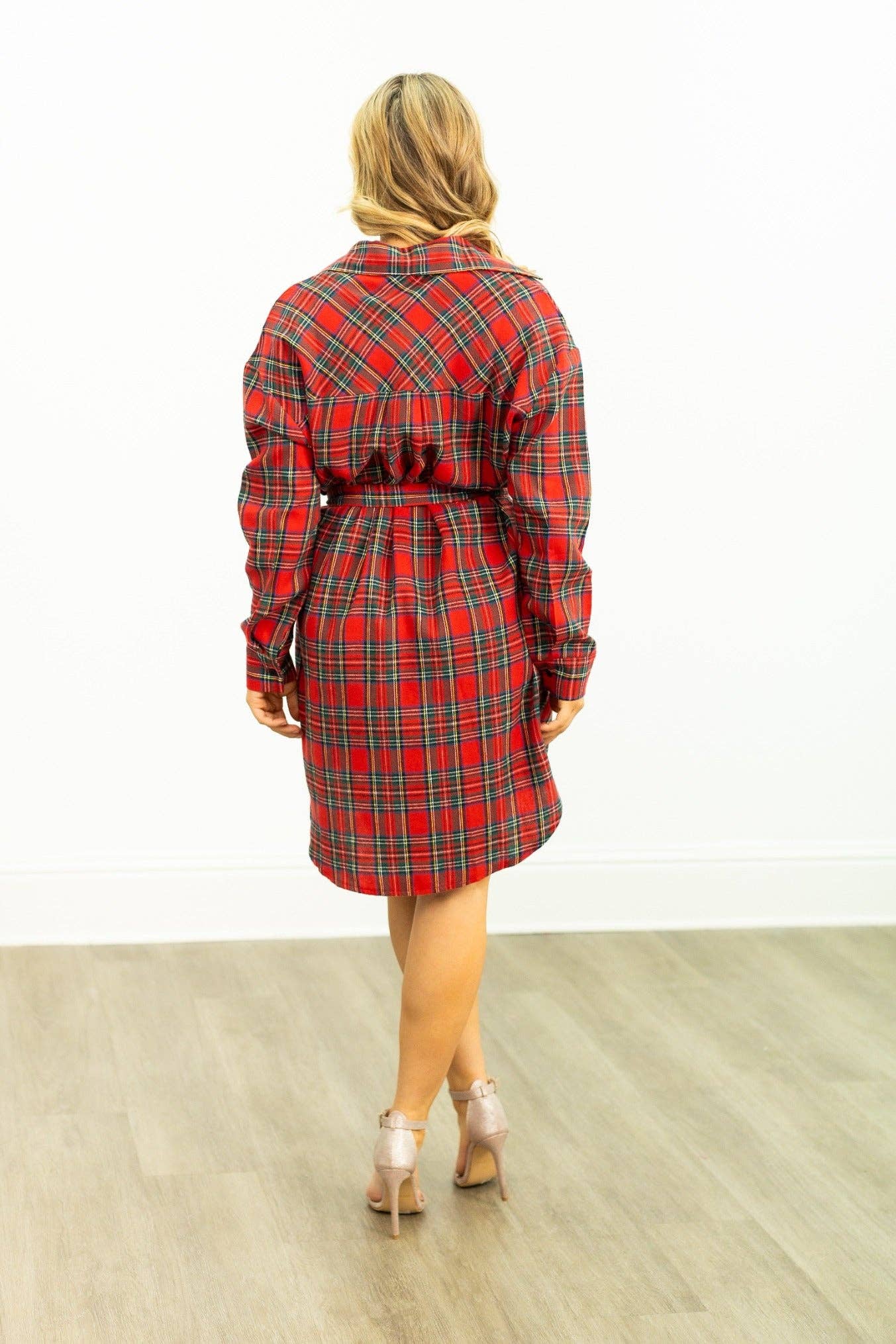 Flannel Dress, Red