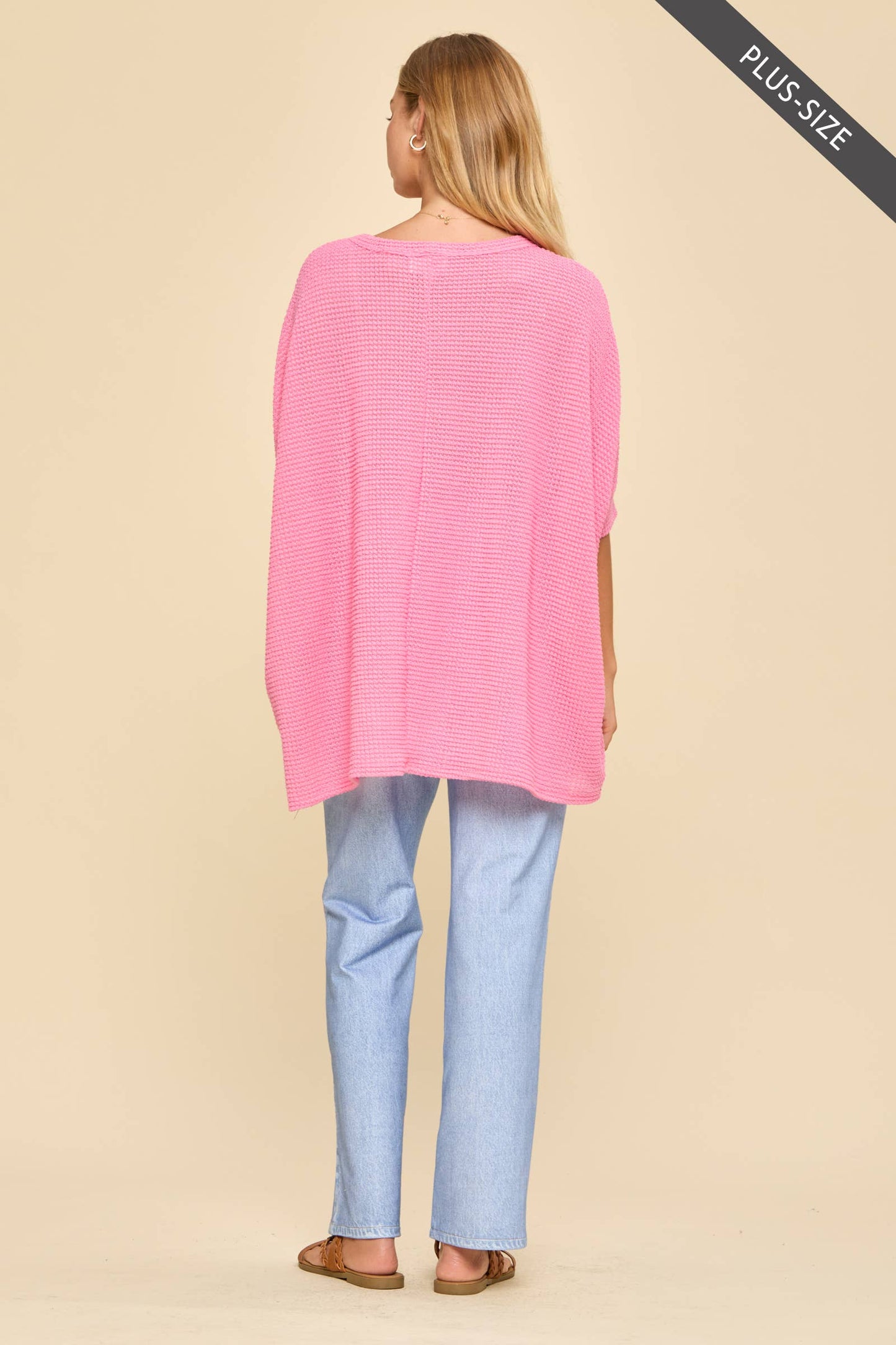 Curvy Oversized Crochet Knit Poncho Top